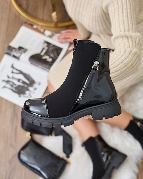 Royalfashion Schwarze matte Damenstiefel Hedaheh