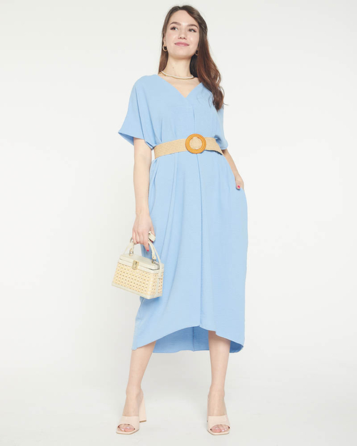 Синя сукня оверсайз з поясом