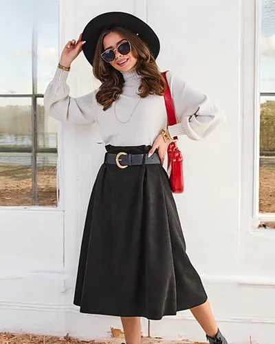 Royalfashion Damen Midirock a' la Wildleder