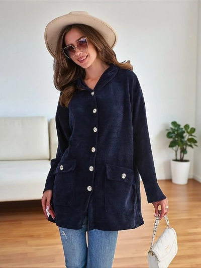 Royalfashion Damen-Strickjacke mit goldenen Knöpfen in ÜBERGRÖßE