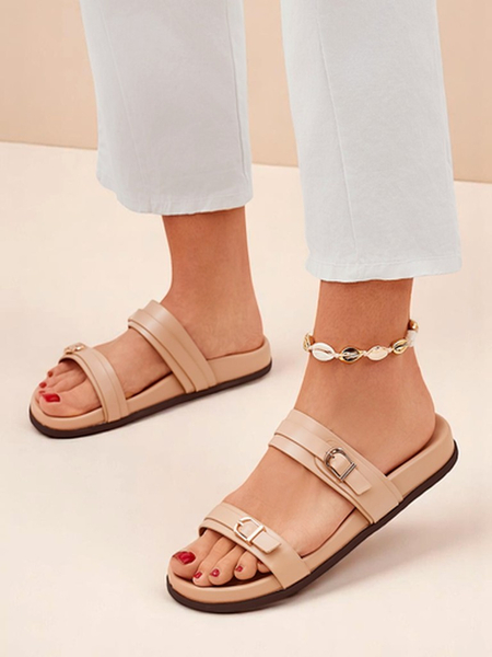 Royalfashion Damen-Pantoletten aus Öko-Leder EcoTwins Slides