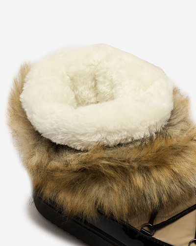 Royalfashion Beige-schwarze Schlupfstiefel a'la Schneestiefel für Damen Gomllo