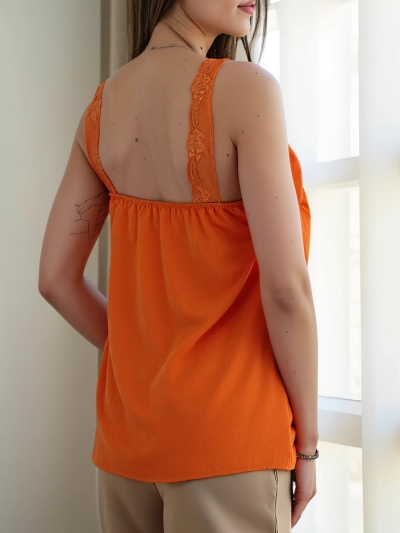 Royalfashion Damenbluse mit Spitzen-Trägern