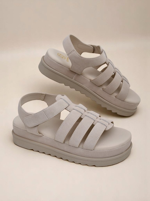 Сандалі Royalfashion - Caligae Бежеві Замшеві на Платформі - Ідеальні на Літо та Весну