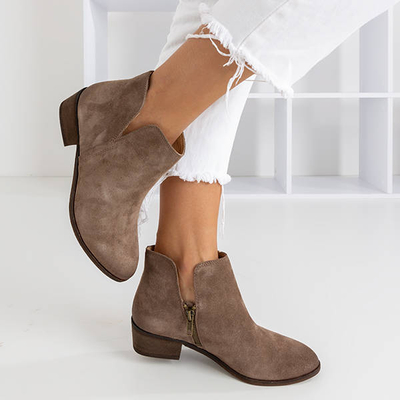 Braune Ballo-Stiefeletten mit flachen Absätzen für Damen - Schuhe