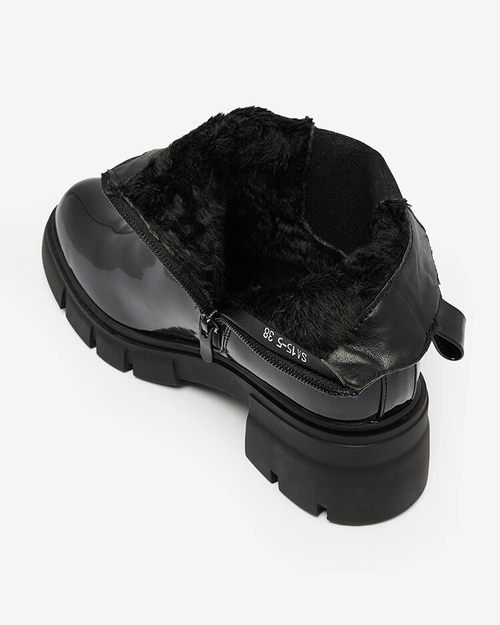 Royalfashion Чорні лаковані жіночі утеплені черевики Angel Steps