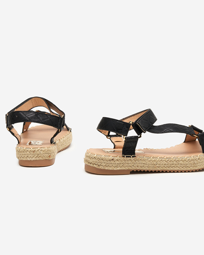Schwarze flache Damensandalen Jutilla - Footwear