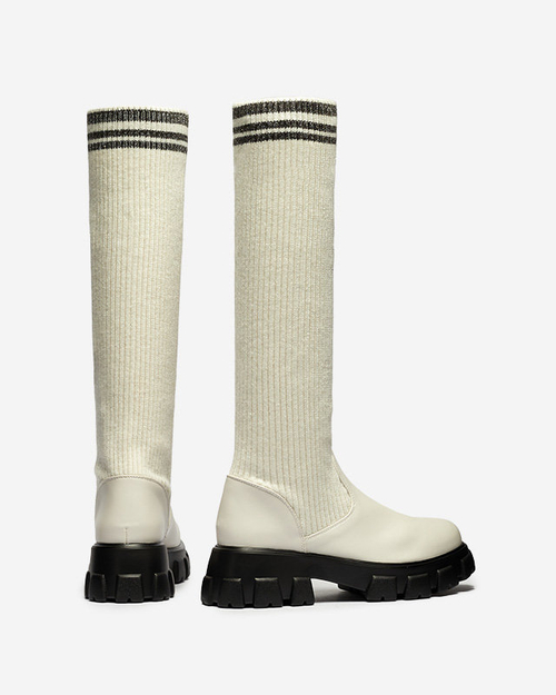 Жіночі високі черевики-сліпони в кольорі екрю Alerpi- Footwear