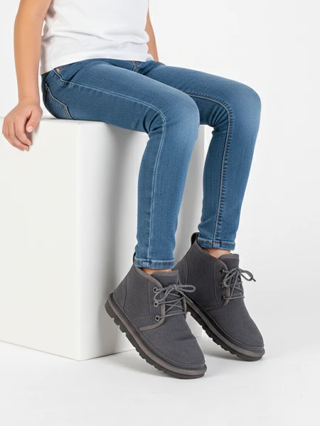 Kinderstiefeletten Luna Taubengrau Leder Bequem für den Winter