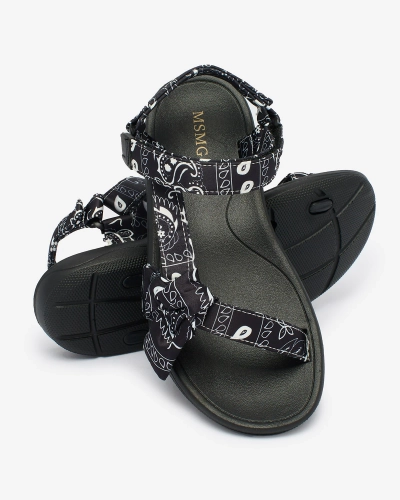 Royalfashion Schwarze Damensandalen mit Schleife Oyall