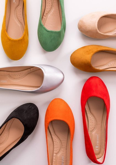 OUTLET Orangefarbene Marius Damenballerinas aus Öko-Wildleder - Schuhe