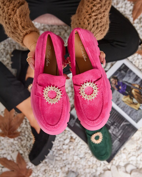 Royalfashion Fuchsia Damen Mokassins aus Öko-Wildleder Likoki
