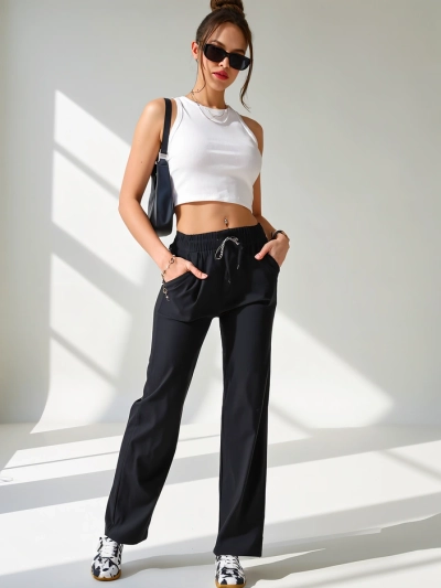 Royalfashion Weite Damenhose aus Stoff mit Baumwolle