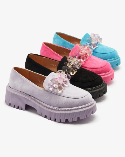 Жіночі мокасини OUTLET Fuchsia з різнокольоровими намистинами Hetika - Взуття