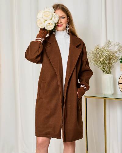 Royalfashion Жіноче пальто-куртка довжиною до коліна темно-коричневого кольору