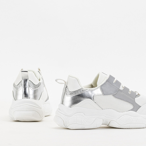 Білі жіночі кросівки на платформі зі сріблястими вставками Verica