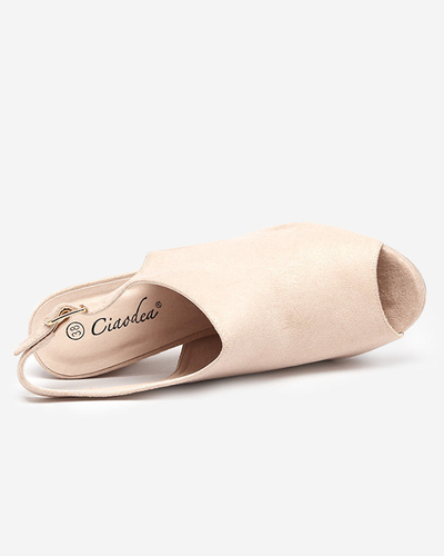 Beige Damensandale mit höherem Absatz Weteri - Footwear