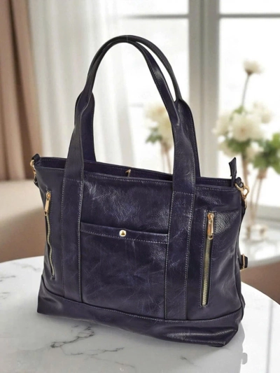 Damenhandtasche Calista Classica blau aus Öko-Leder 47x30cm
