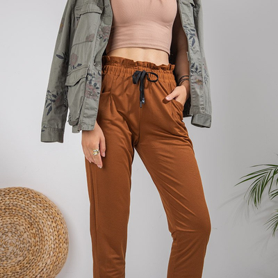 Damen braune gerade Hose 7/8 - Bekleidung