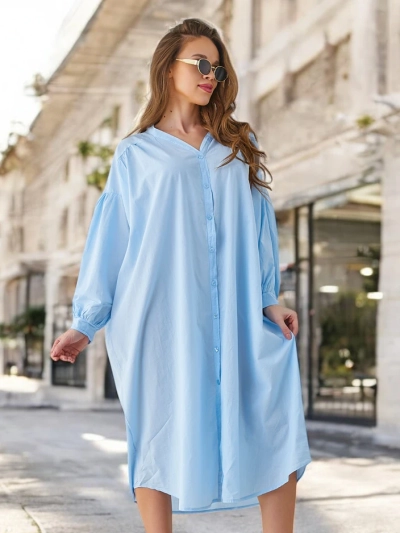 Royalfashion Baumwolle lange Damenbluse a'la Kleid