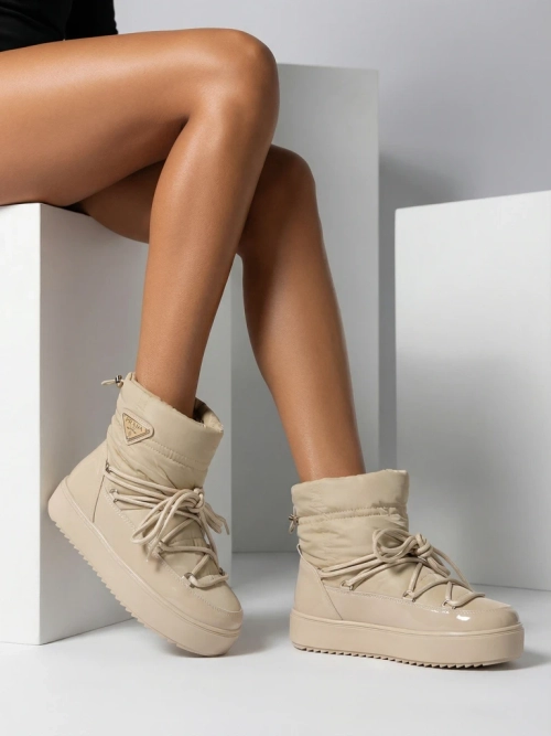 Royalfashion Жіночі черевики-сліпони a'la снігоступи світло-коричневого кольору Vevnose