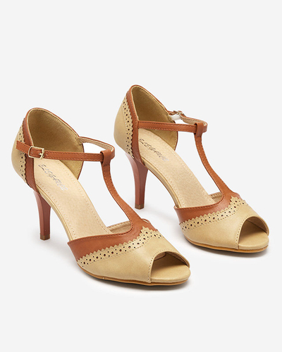 Damenpumps in Beige und Camel auf Stilettoabsatz mit Ausschnitten Shally - Footwear