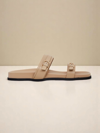 Royalfashion Damen-Pantoletten aus Öko-Leder EcoTwins Slides