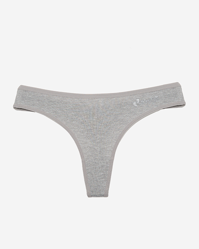 Grauer Damen-String mit Aufschrift - Unterwäsche