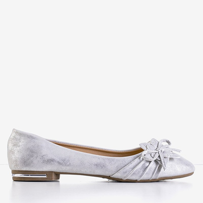 Сірі жіночі мерехтливі балетки з прикрасою Norita