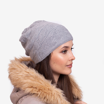 Graue warme doppellagige Damenmütze - Accessoires
