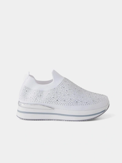 Royalfashion Damen Slipper Sportschuhe aus Stoff mit Strass Adeq