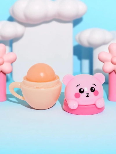 Kinder-Lippenbalsam mit Teddybär in einer Tasse – spendet Feuchtigkeit und regeneriert