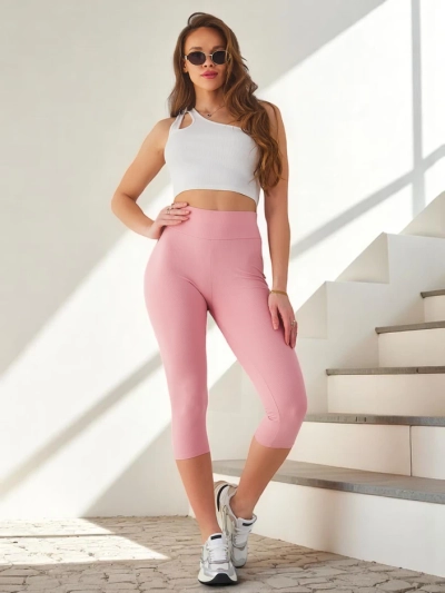 Royalfashion Damen Ripp-3/4- Baumwollleggings
