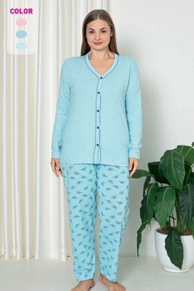 Royalfashion Damen Baumwoll 2-teiliger Schlafanzug PLUS GRÖßE