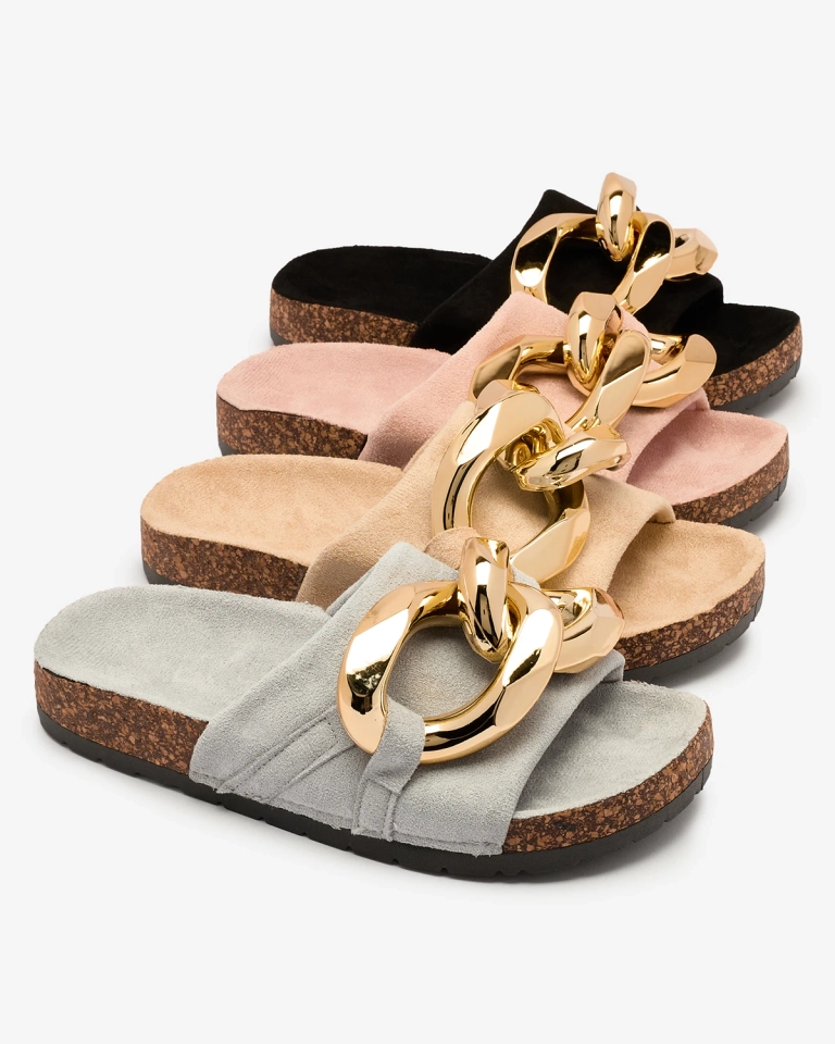 Royalfashion Damen Flip-Flops mit Kunststoffkette in grau Opikri