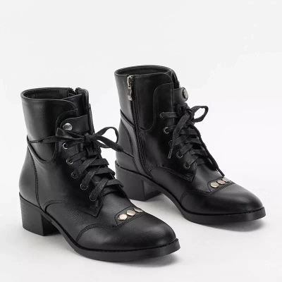 OUTLET Чорні жіночі ботильйони на плоскому каблуці Rinta - Взуття