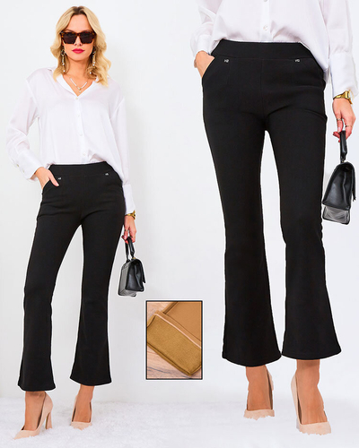 Royalfashion Schwarz Damen Öko-Leder-Leggings a'la bells