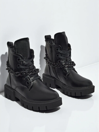 Anviq Eko skórzane sznurowane botki damskie