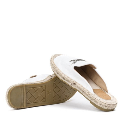 Weiße Espadrilles-Flipflops mit Metall-Adler-Dekoration - Schuhe 1