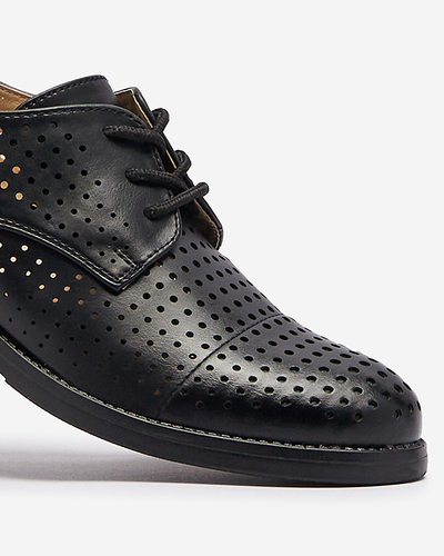Ажурні чорні жіночі напівчеревики з екошкіри Azedvo- Footwear