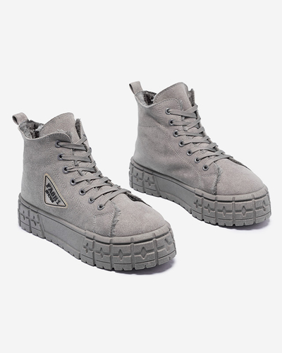 Graue Damenstiefel aus Öko-Wildleder mit Isolierung Zephyr - Schuhe