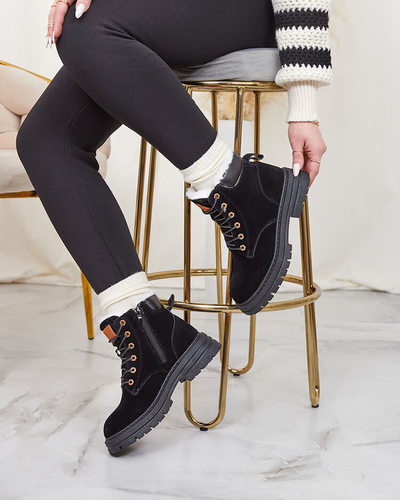 Royalfashion Damen isolierte Trapper-Stiefel in schwarz Radoras