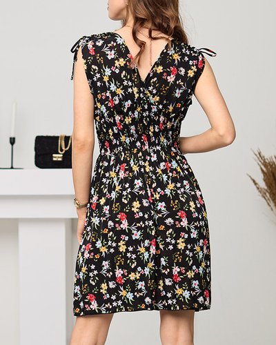 Чорне плаття на бретелях з квітковим візерунком - Одяг