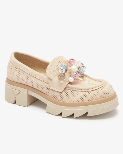 Durchbrochene Mokassins für Damen in Beige Peloga- Footwear
