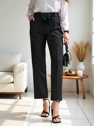 Royalfashion Viskose gerade Damenhose mit einem Blumenmuster