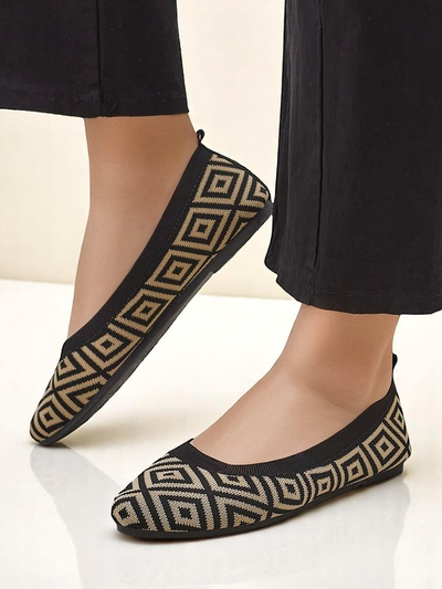 Royalfashion Stoffballerinas für Damen mit geometrischem Print Metrisch