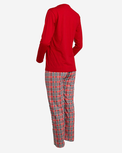 Roter Damen Schlafanzug mit Schneemann- Kleidung