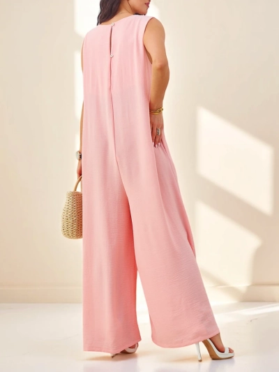 Atena Rosa Palazzo – eleganter Jumpsuit mit Spaghettiträgern aus Viskosestoff