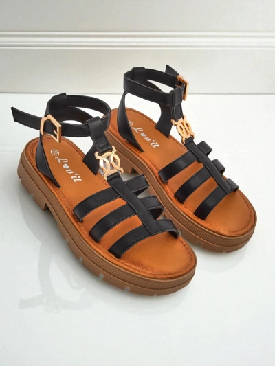 Royalfashion Damen Römersandalen Golden Livia