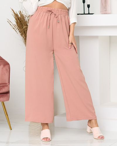 Темно-рожеві жіночі широкі штани палаццо. Одяг